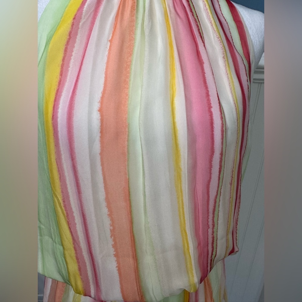 NEW WITH TAGS Ramy Brook Striped Paris Silk Chiffon Sleeveless Minidress~ Med - Picture 7 of 13
